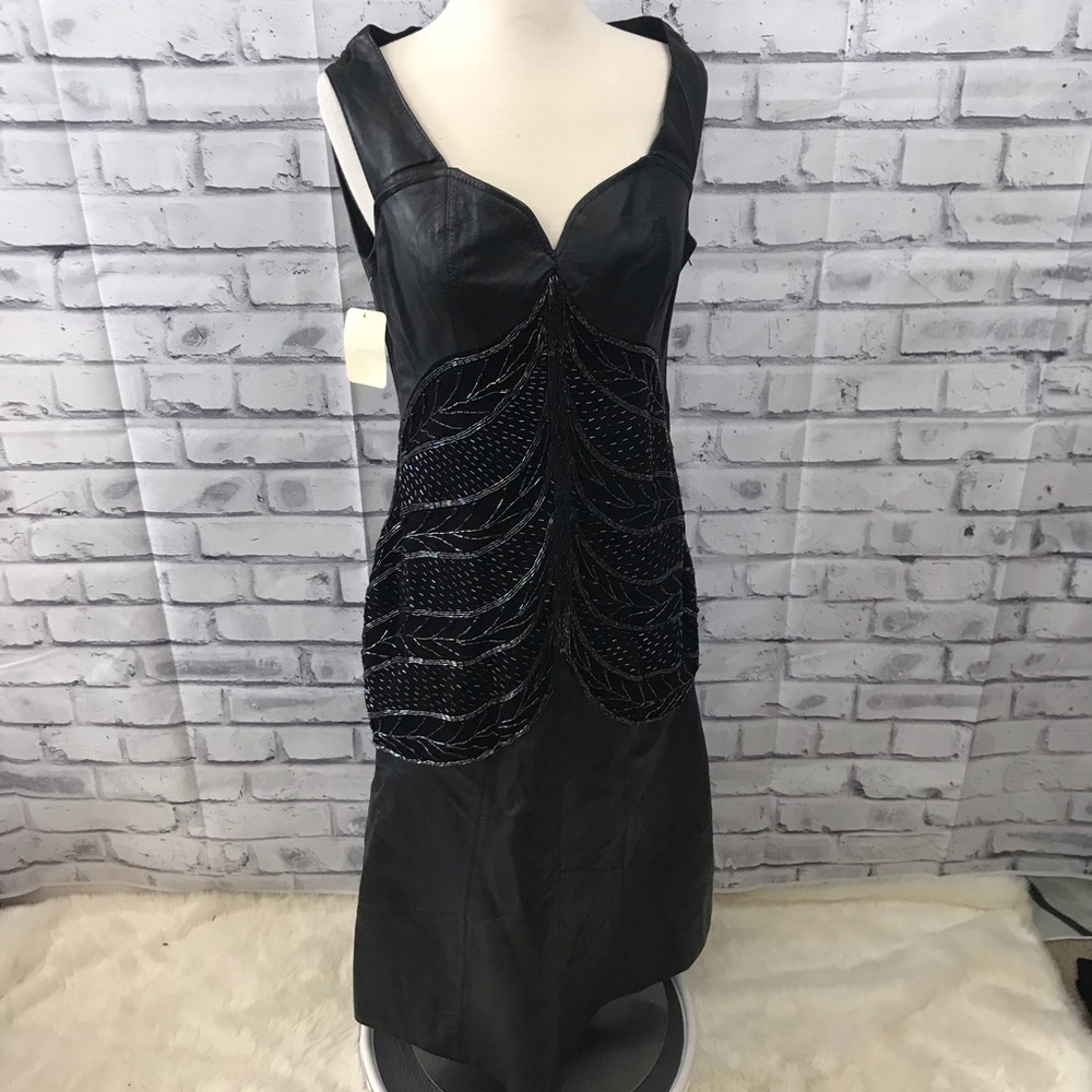 Terrand Sportswear vintage black leather dress